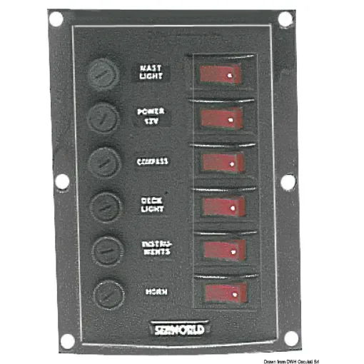 Osculati - Vertical control panel w. 6 switches - 14.103.31 product image