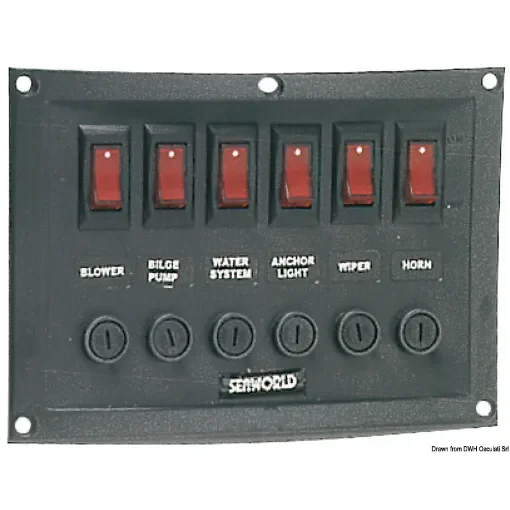 Osculati - Horizontal control panel w. 6 switches - 14.103.32 product image