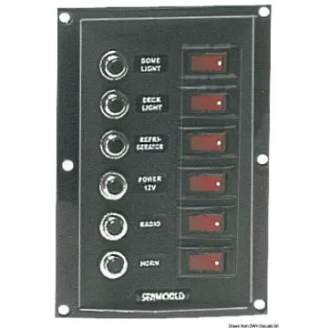 Osculati - Vertical control panel 6 switches 6 fuses - 14.103.38 product image