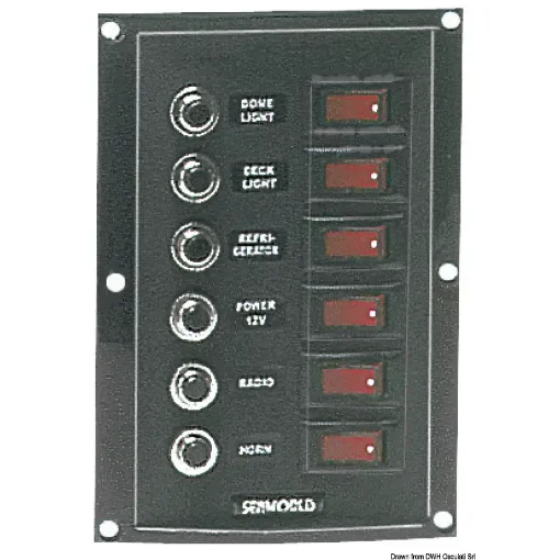 Osculati - Vertical control panel 6 switches 6 fuses - 14.103.38 product image