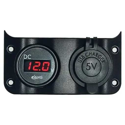 Osculati - Voltmeter 3/30 V + dual USB socket - 14.104.09 product image
