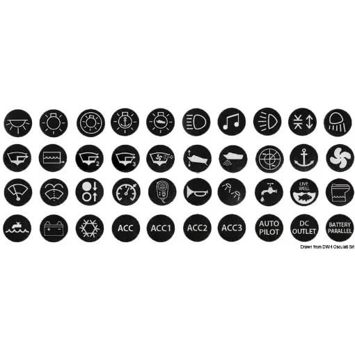 Osculati - Set of 40 assorted marine stickers for anti-vandal flat switches type 14.215.xx - 14.215.25 product image
