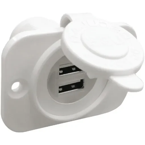 Osculati - Double USB socket  white rear nut + panel - 14.516.11 product image
