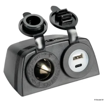 Osculati - Lighter + USB-A + USB-C socket with housing - 14.516.14 product image