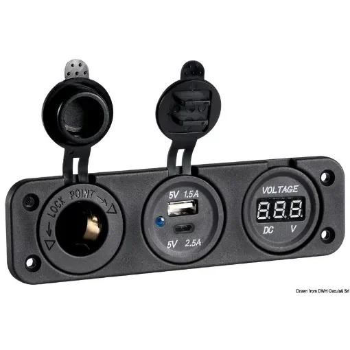 Osculati - Digital voltmeter + power outlet - 14.517.53 product image