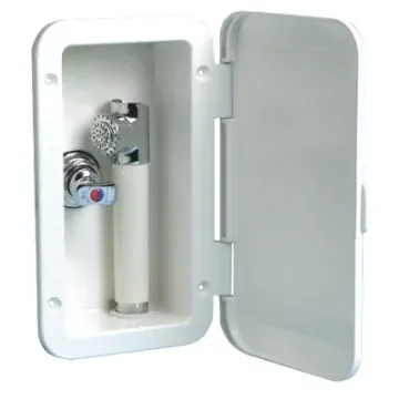 Deck shower with Mizar push-button shower head and mixer product image
