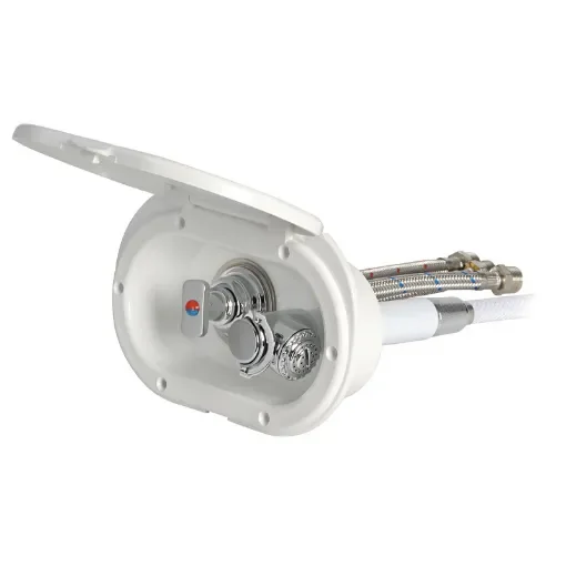 Osculati - Oval shower box white PVC hose 2.5 m rear outlet Rear shower outlet - 15.240.01 product image