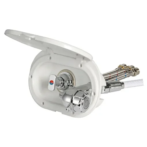 Osculati - Oval shower box white PVC hose 4 m Shower rear outlet - 15.240.21 product image