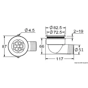 Osculati - 90&amp;#176; cockpit drain with w/check valve &amp;#248; 2&amp;quot; - 17.126.02 product image