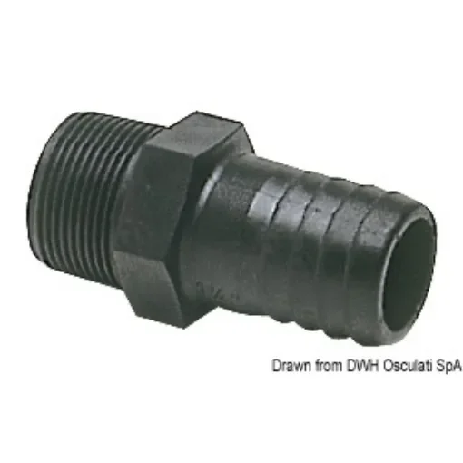 Osculati - Male hose adapter black polycarbonate 1&amp;quot; - 17.206.42 product image
