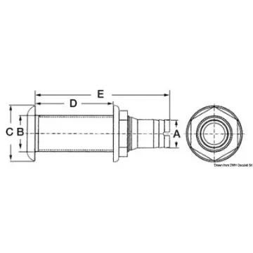 Osculati - Nylon/fiberglass long seacock 1&amp;quot;1/2 - 11BSP - 17.395.45 product image
