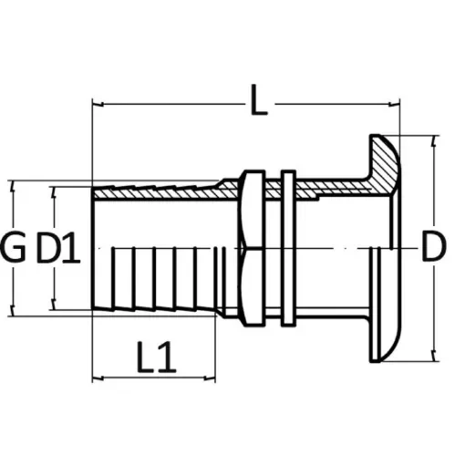 Osculati - Seacock yellow brass w/hose adaptor 1&amp;quot;1/2 x 45 mm - 17.323.05 product image