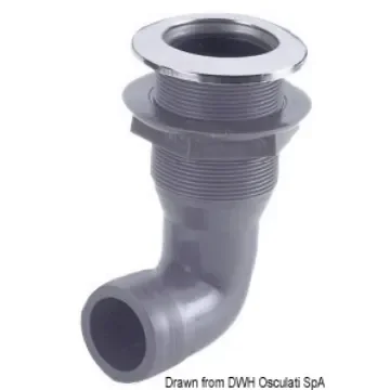 Osculati - Nylon skin fitting 1&amp;quot; 25mm w/SS head 90&amp;#176; adaptor - 17.328.35 product image