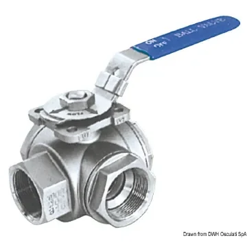 3-way ball valve female/female/female product image