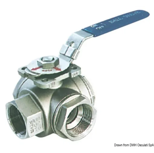 Osculati - 3-way ball valve AISI 316 1&amp;quot;1/4 - 17.722.05 product image