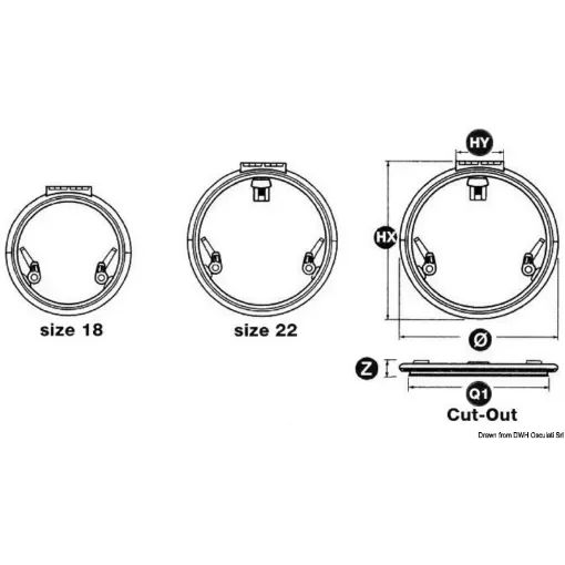 Osculati - LEWMAR Low Profile hatch 22 - 19.410.22 product image