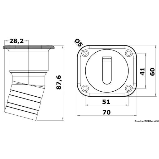 Osculati - Square Diesel deck filler short version 38 mm - 20.454.03 product image
