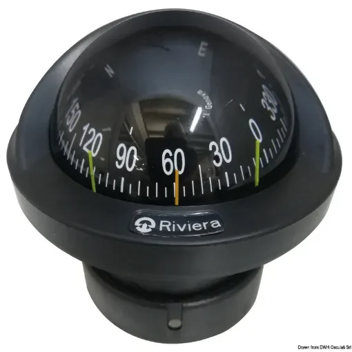 Osculati - RIVIERA Artica Slim 2&amp;quot;3/4 black recess-fit compass, black rose - 25.005.31 product image