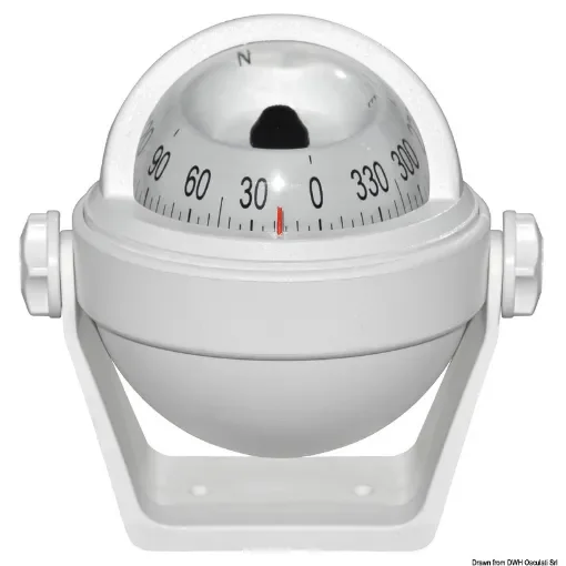 Osculati - RIVIERA Stella white compass 2&amp;quot;1/2 w/bracket, white rose - 25.025.25 product image