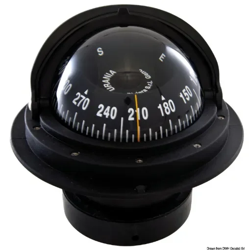 Osculati - RIVIERA compass 4&amp;quot; enveloping opening black/black front view - 25.028.17 product image