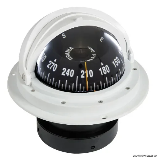 Osculati - RIVIERA compass 4&amp;quot; enveloping opening white/black front view - 25.028.19 product image