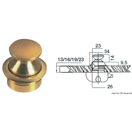 Osculati - Polished brass knob 13 mm - 38.181.04 product image