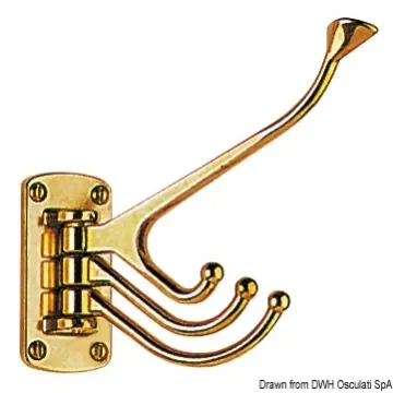 Osculati - Polished brass 4-hook coat hanger 81x39 mm - 38.205.00 product image