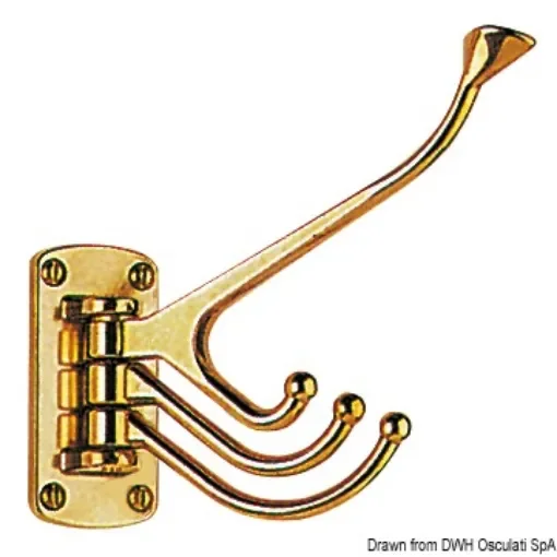Osculati - Polished brass 4-hook coat hanger 81x39 mm - 38.205.00 product image