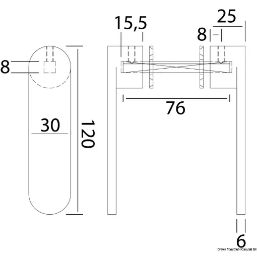 Osculati - Nauta R handle polished AISI316 8 mm - 38.348.41 product image
