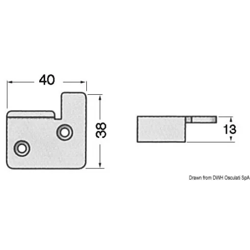 Osculati - SS plate 40x38x13mm - 38.426.78 product image