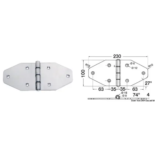 Osculati - Large hinge 230x100 mm - 38.440.14 product image