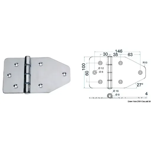 Osculati - Large hinge 180x100 mm - 38.440.15 product image