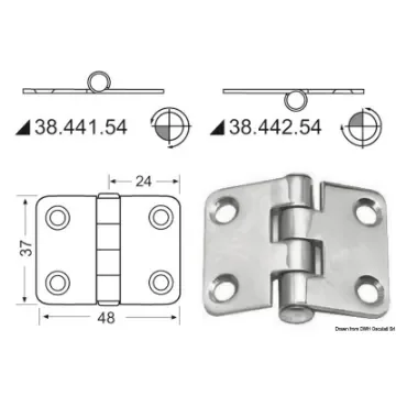 Osculati - Hinge reversed pin 48x37 mm - 38.442.54 product image
