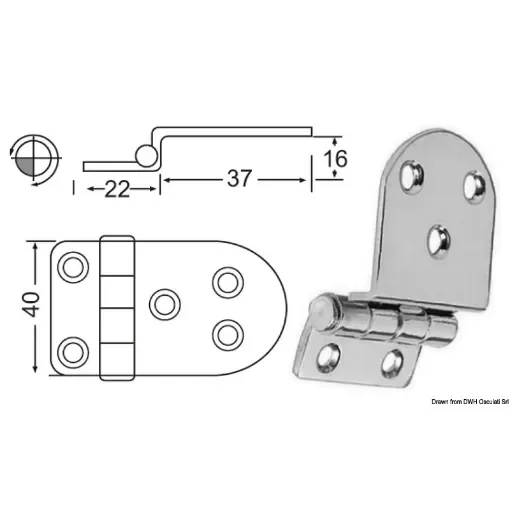 Osculati - 2-mm overhang hinges - 38.441.58 product image
