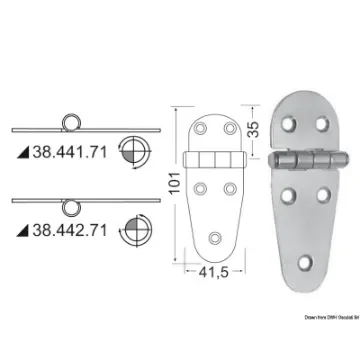 Osculati - Hinge reversed pin 107x39 mm - 38.442.71 product image
