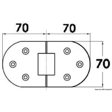 Osculati - Hinge 180&amp;#176; rotation w/bores 140x70 mm - 38.460.75 product image
