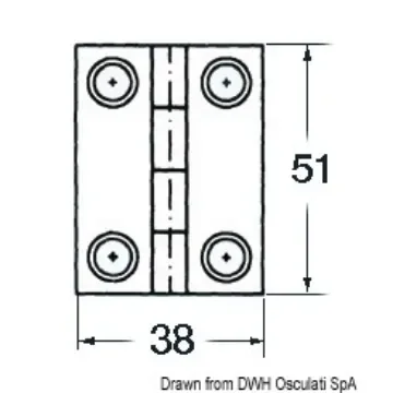 Osculati - SS rectangular hinge 4 bushing 51x38 mm - 38.821.01 product image