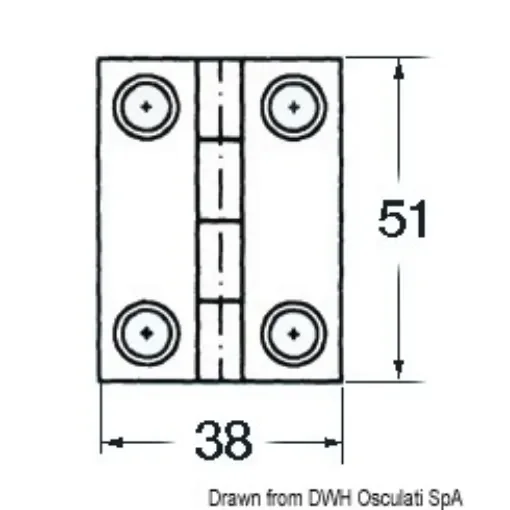 Osculati - SS rectangular hinge 4 bushing 51x38 mm - 38.821.01 product image