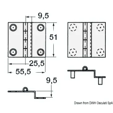 Osculati - S.S knee hinge 55x51x9.5 mm - 38.822.10 product image