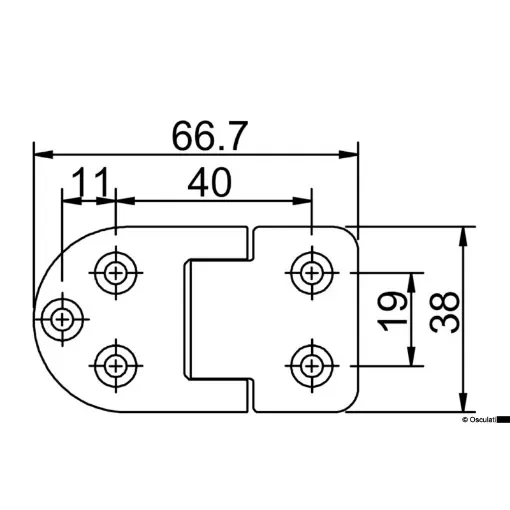 Osculati - Cerniera autoreggente 67x38 mm nodo sporgente - 38.832.05 product image