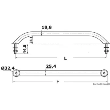 Osculati - Oval pipe handrail AISI316 external screws 610 mm - 41.910.24 product image