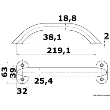 Osculati - Oval pipe handrail AISI316 19x25 mm 219 mm - 41.911.09 product image