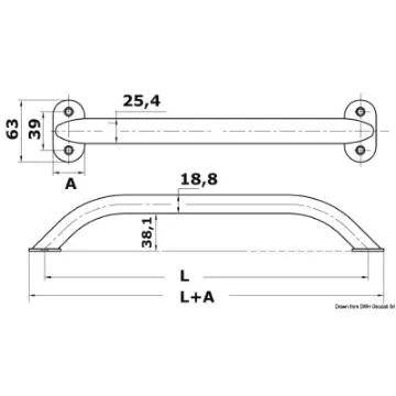 Osculati - Oval pipe handrail AISI316 19x25 mm 600 mm - 41.911.24 product image