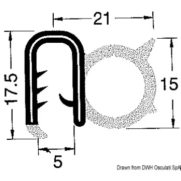 Osculati - Reinforced PVC profile f. beading black 4-5mm 50m - 44.493.02 product image