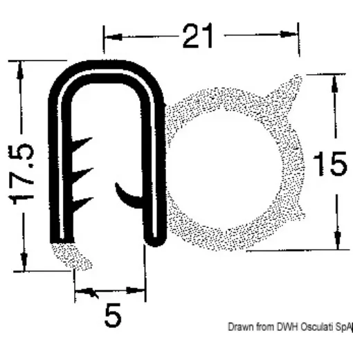 Osculati - Reinforced PVC profile f. beading black 4-5mm 50m - 44.493.02 product image