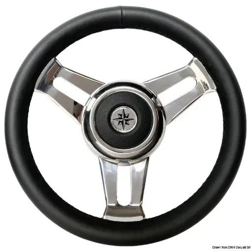Osculati - Black leather steering wheel w/SS spikes &amp;#216; 350mm - 45.125.01 product image