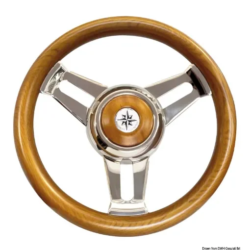 Osculati - Teak steering wheel w/SS spikes &amp;#216; 350mm - 45.125.03 product image