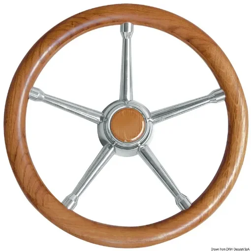 Osculati - A soft polyurethane steering wheel teak/SS 350mm - 45.135.05 product image