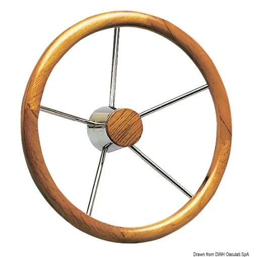 Osculati - SS steering wheel w/teak external rim 350 mm - 45.165.03 product image
