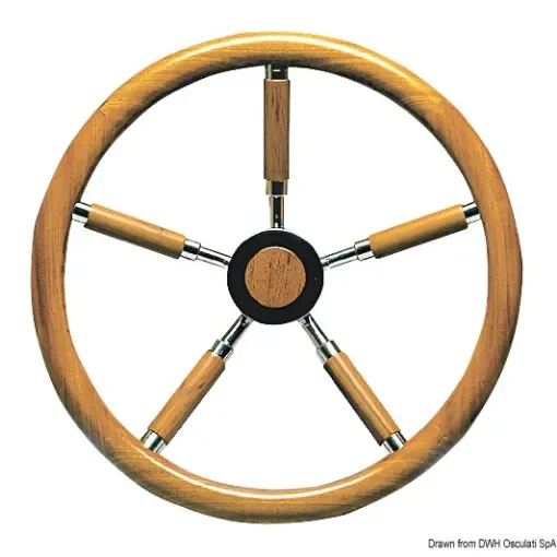Steering wheels with external teak wheel rim and spokes coated with teak product image